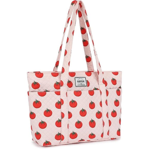 Handbags - Women's Large Capacity Floral Canvas Tote Bag with Laptop Compartment, Waterproo